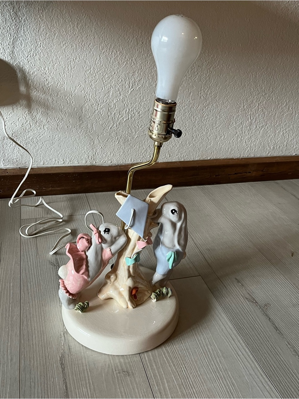 Vintage ceramic bunny nursery lamp